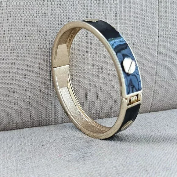 Fashion Bracelet Black/Gold Tone Wrist Band Fashion Jewelry Size 7 in - Picture 6 of 10